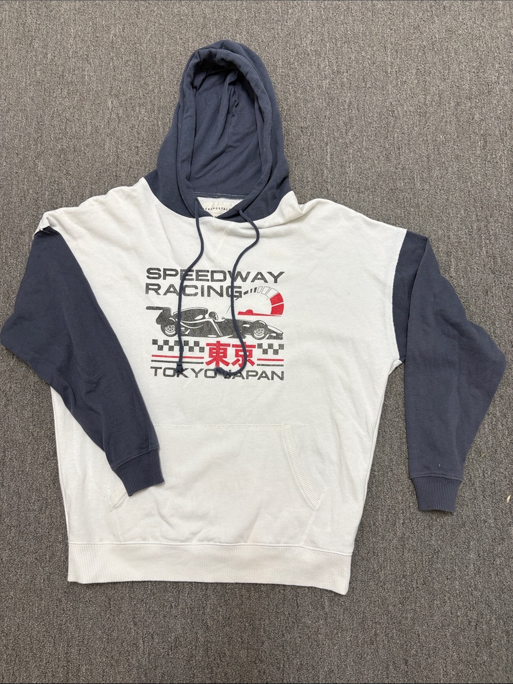 Aeropostale Two-Tone Speedway Racing Hoodie - White & Navy
